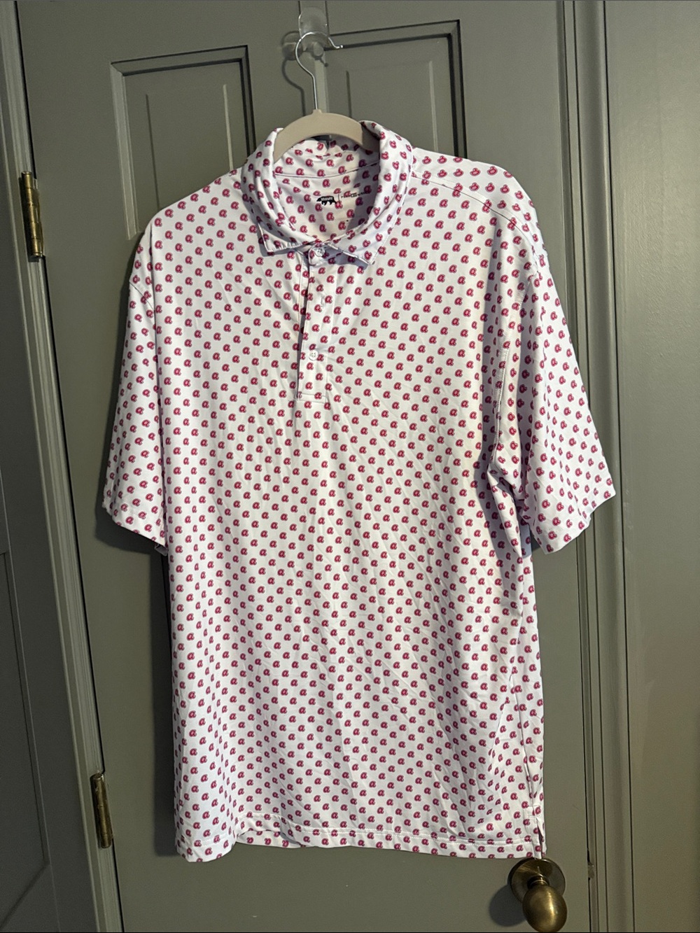 Men's White Polo Shirt with Atlanta Braves logos